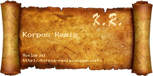 Korpos Remig névjegykártya